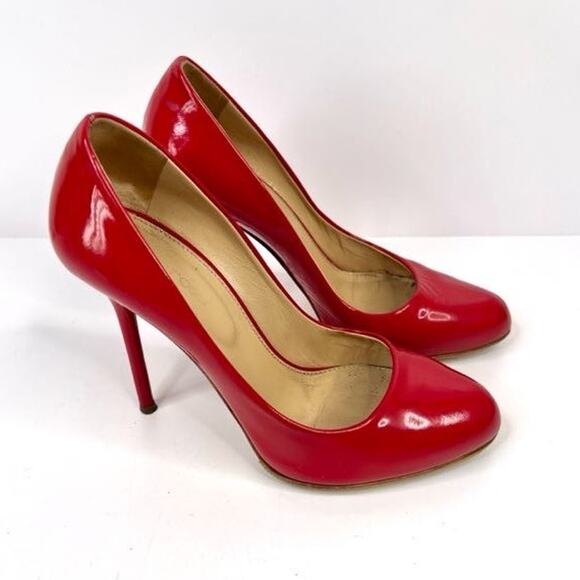 SERGIO ROSSI RED Leather 4 Inch Heel Shoes Size 5 (EU 35.5) - Picture 4 of 10